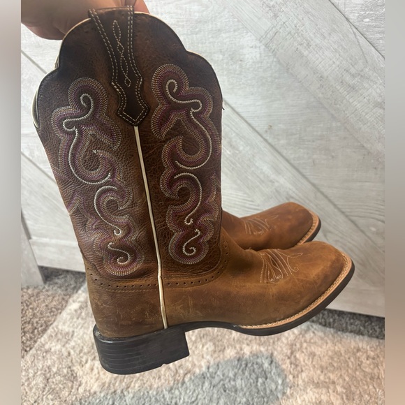 Ariat QuickDraw Brown Leather Western Boots Ladies Woman 7.5 Cowgirl Rodeo - Picture 11 of 12